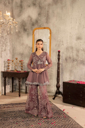 NF-6531 Grey Chiffon / Net Stitched 2Pcs Suit