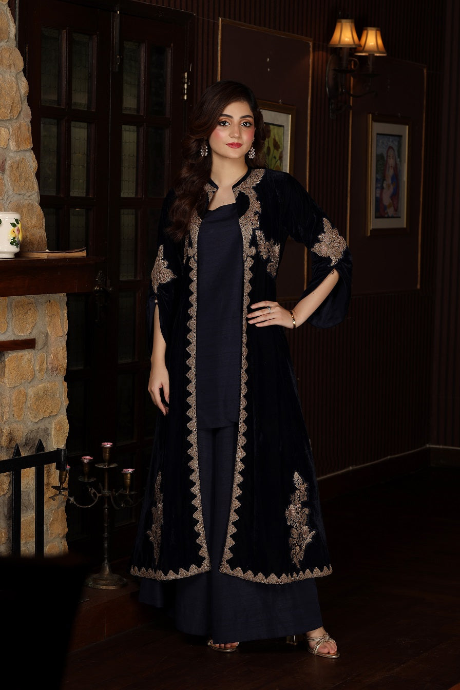 NF-5499 Navy Blue Velvet With Upper Stitched Shirt NF-5499 Navy Blue Velvet With Upper Stitched Shirt