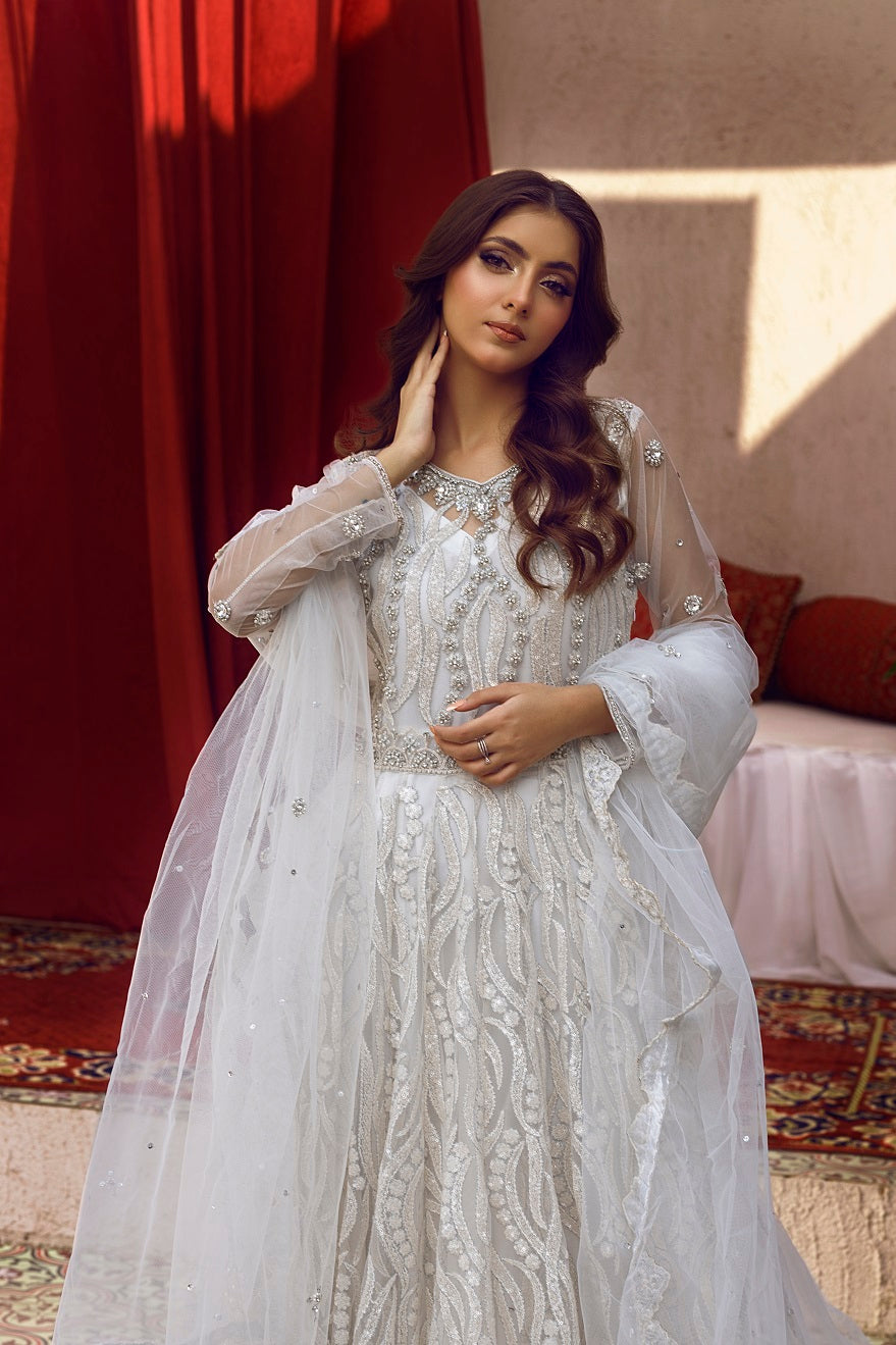 NB-6069 Off-white Net 3pc Stitched Formal