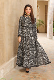 NF-47 Black Print Stitched Frock