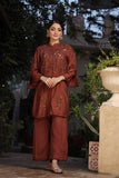 NF-5453 Rust Silk Stitched 2pc Suit