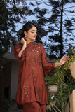 NF-5453 Rust Silk Stitched 2pc Suit