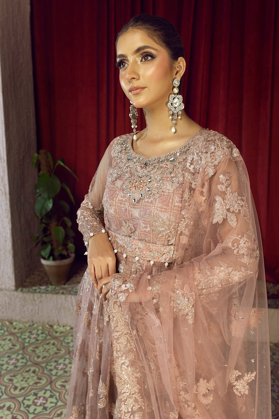 NB-6077 Peach Short & Long 3Pc Stitched Suit