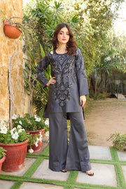 NF-6417 Gray Silk Stitched Suit with Farshi pants