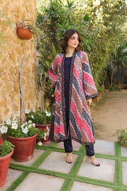 NF-108 Blue Red Stripes Printed Stitched Coat