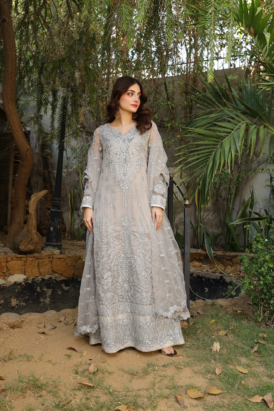 NB-6083 Silver Formal Stitched 3Pc Suit