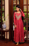 NF-5437 Coral Pink Jacquard Stitched Frock