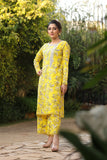 NF-5681 Yellow Printed 2pc Stitched Suit