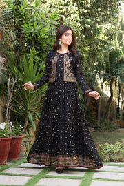 NF-6175 Black Jacquard Koti Stitched Frock