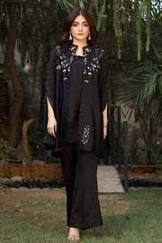 NF-6203 Black Dull Silk Stitched 2pc Suit