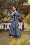 NF-5777 Greyish Blue Printed Stitched Frock