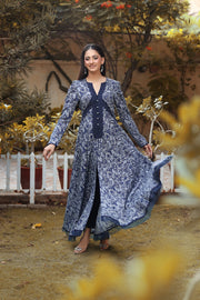 NF-5777 Greyish Blue Printed Stitched Frock