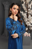 NF-6427 Electric Blue Silk Stitched Suit with farshi shalwar