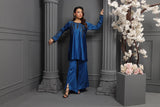 NF-6427 Electric Blue Silk Stitched Suit with farshi shalwar