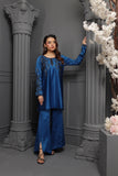 NF-6427 Electric Blue Silk Stitched Suit with farshi shalwar