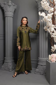 NF-6223 Olove Green Silk Stitched 2Pc Suit