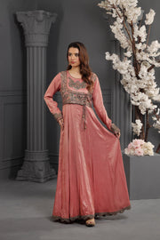 NF-6221 Tea Pink Jacquard Stitched Shirt