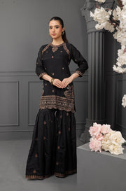 NF-5875 Black Stitched Shirt & Gharara