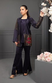 NF-6212 Navy Blue Silk Stitched 2pc Suit