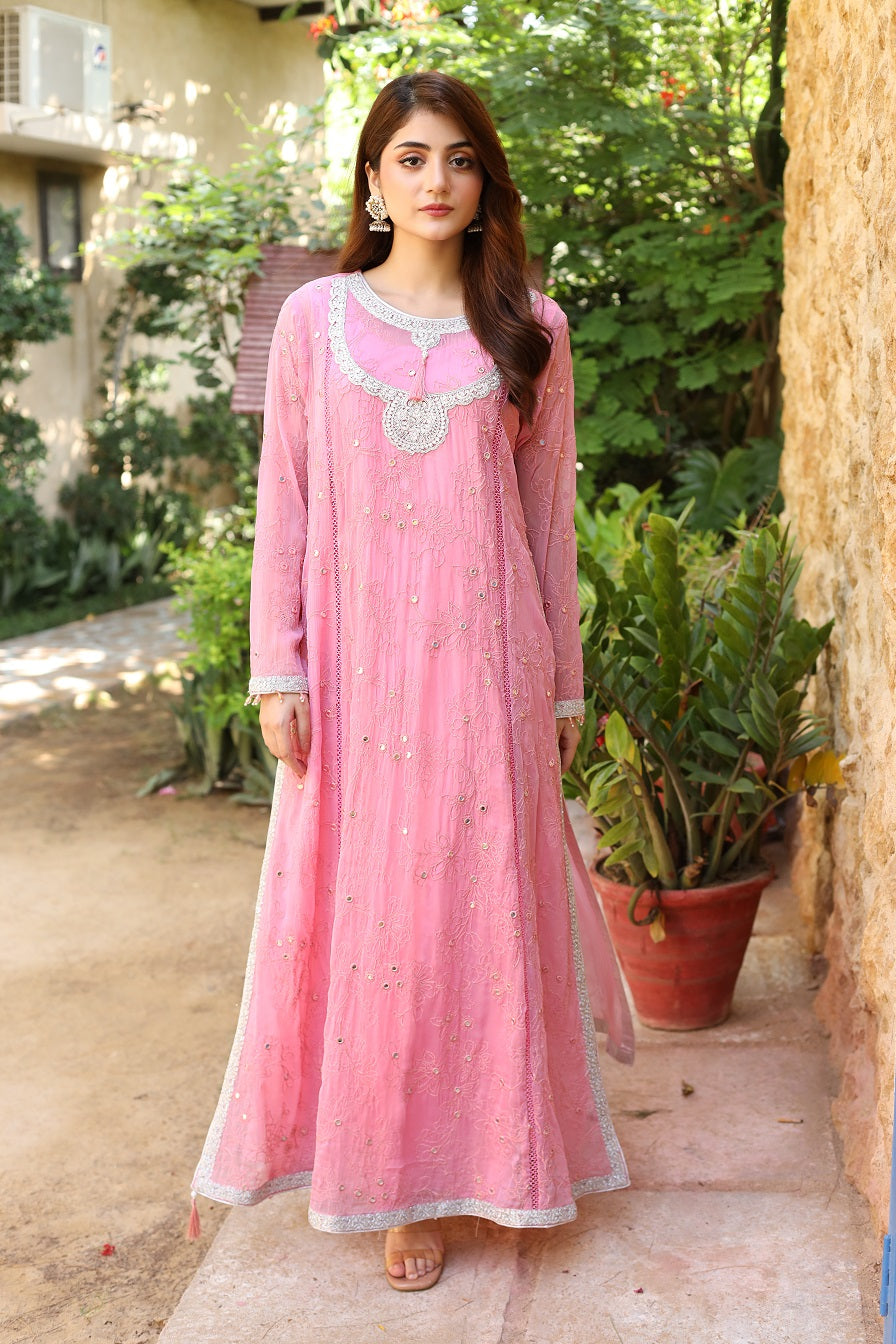 NF-5226 baby Pink Chiffon Stitched Shirt