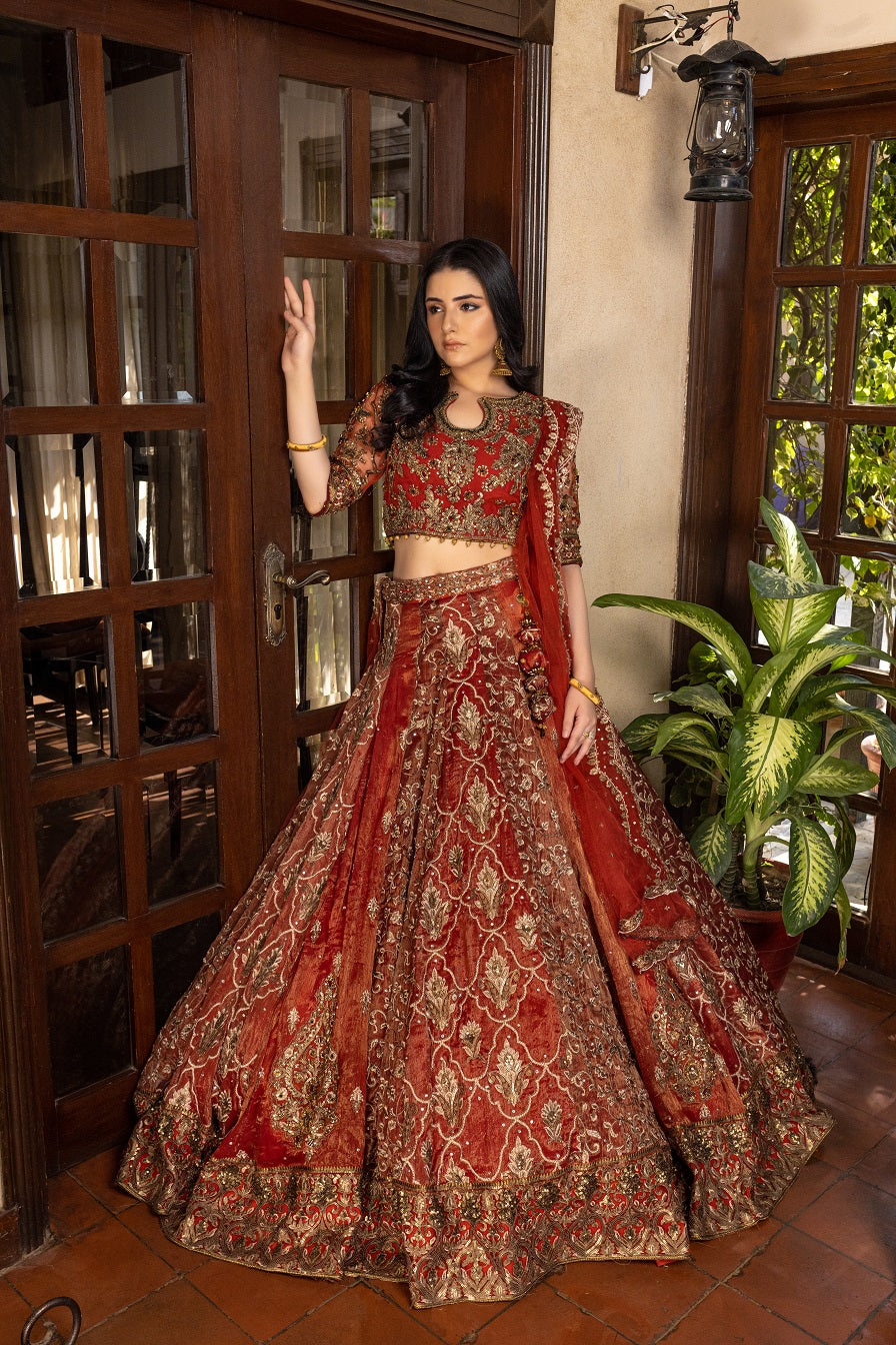 NB-5565 Maroon Formal 3pc Stitched Dress