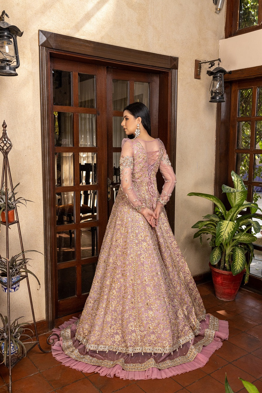 NB-5057 Western Pink Maxi Stitched Dress - Main Image