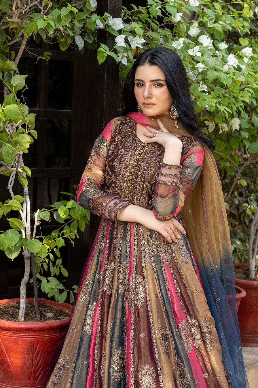 NB-5130 Multi Maxi 3Pc Stitched Dress
