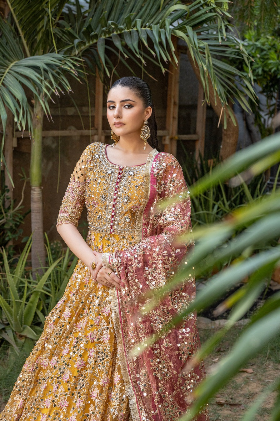 NB-5363 Yellow 3Pc Stitched Dress