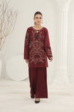 NF-6192 Mahroon Silk Stitched 2pc Suit