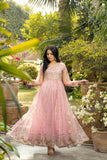 NF-5282 Pink Net Stitched Frock