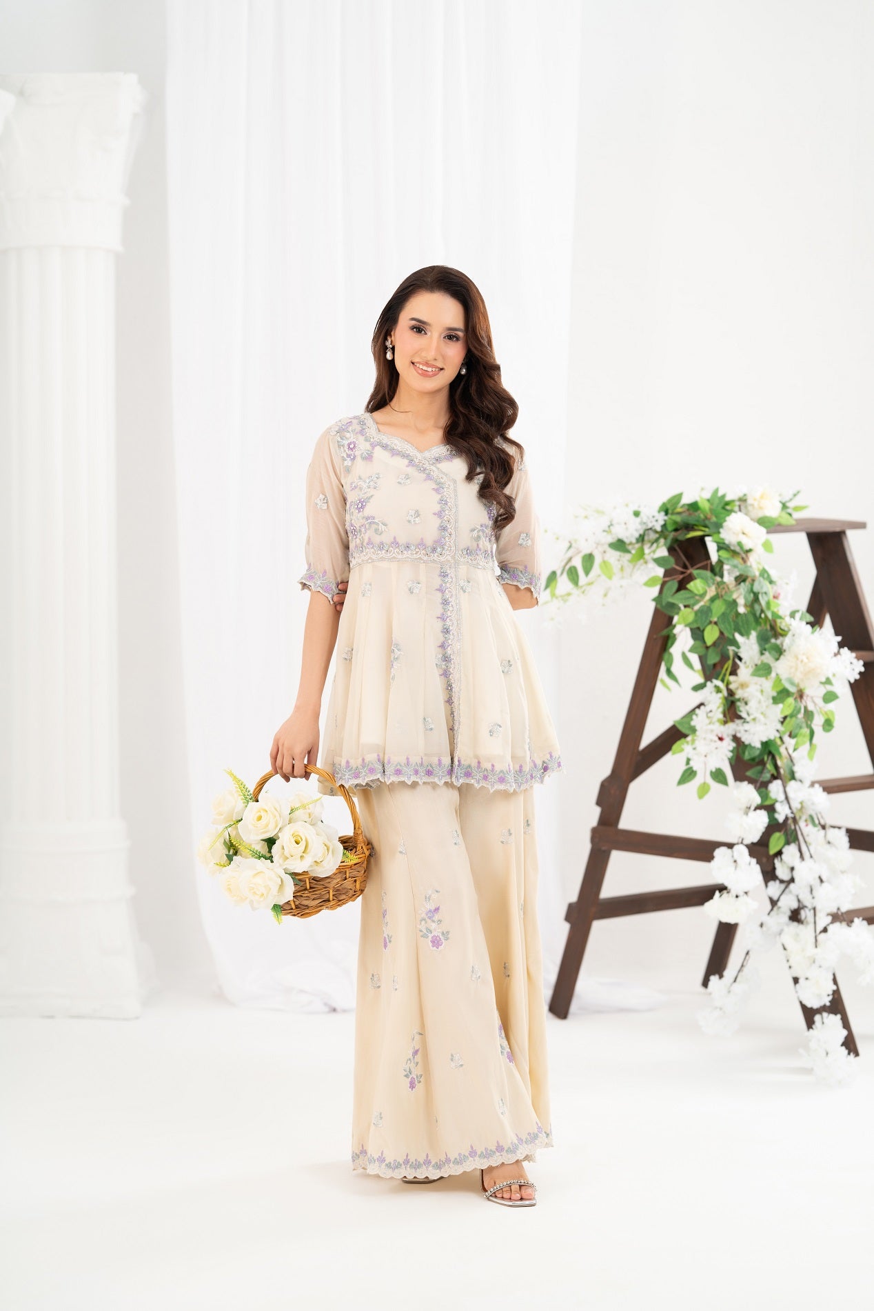 NF-6596 OffWhite Chiffon 2PC Stitched