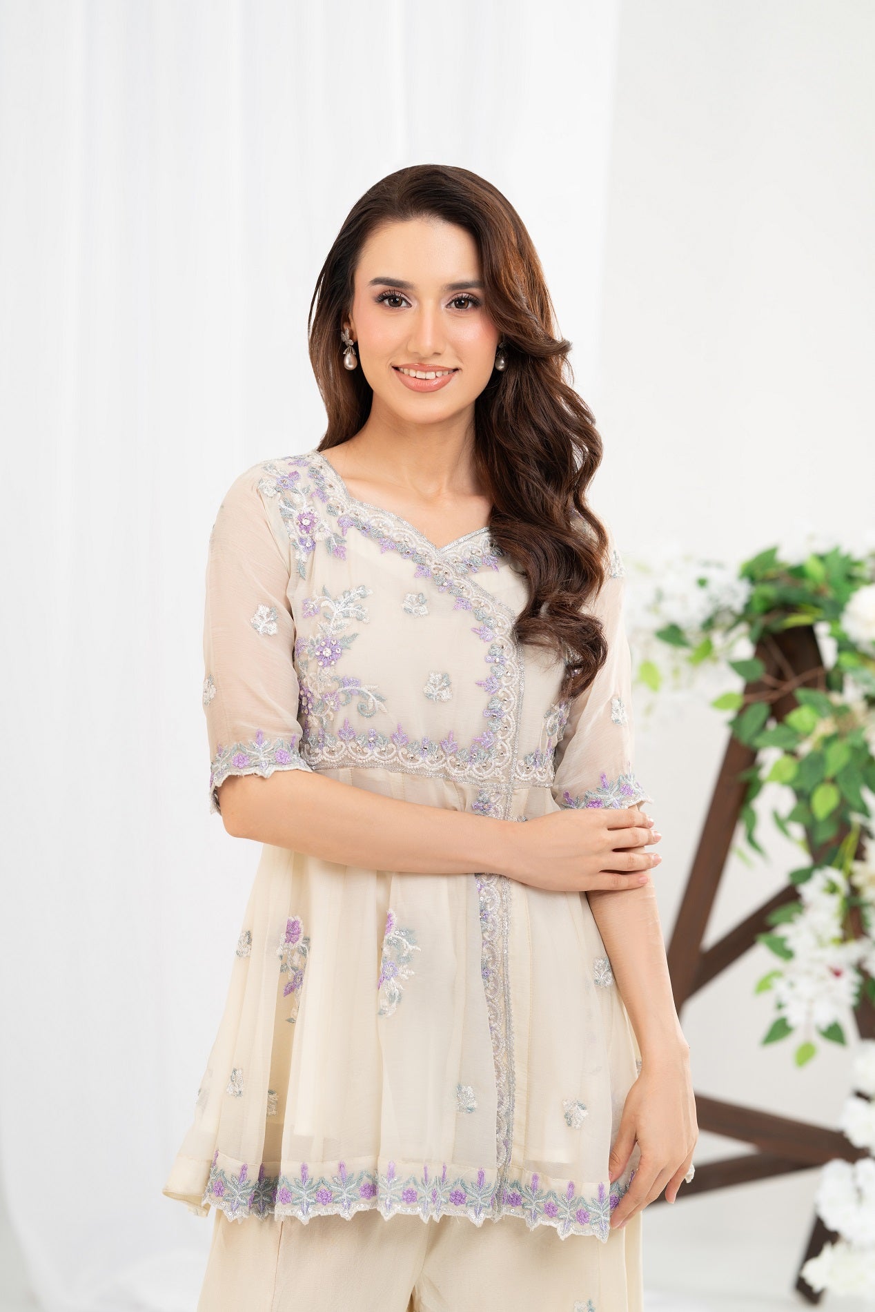 NF-6596 OffWhite Chiffon 2PC Stitched