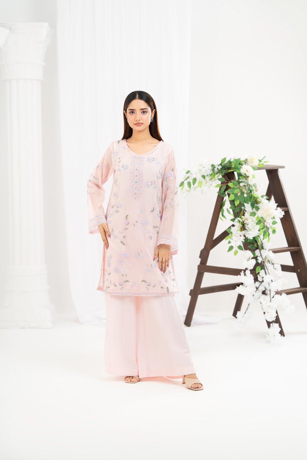 NF-06591 Baby Pink Cotton Net 2PC Suit