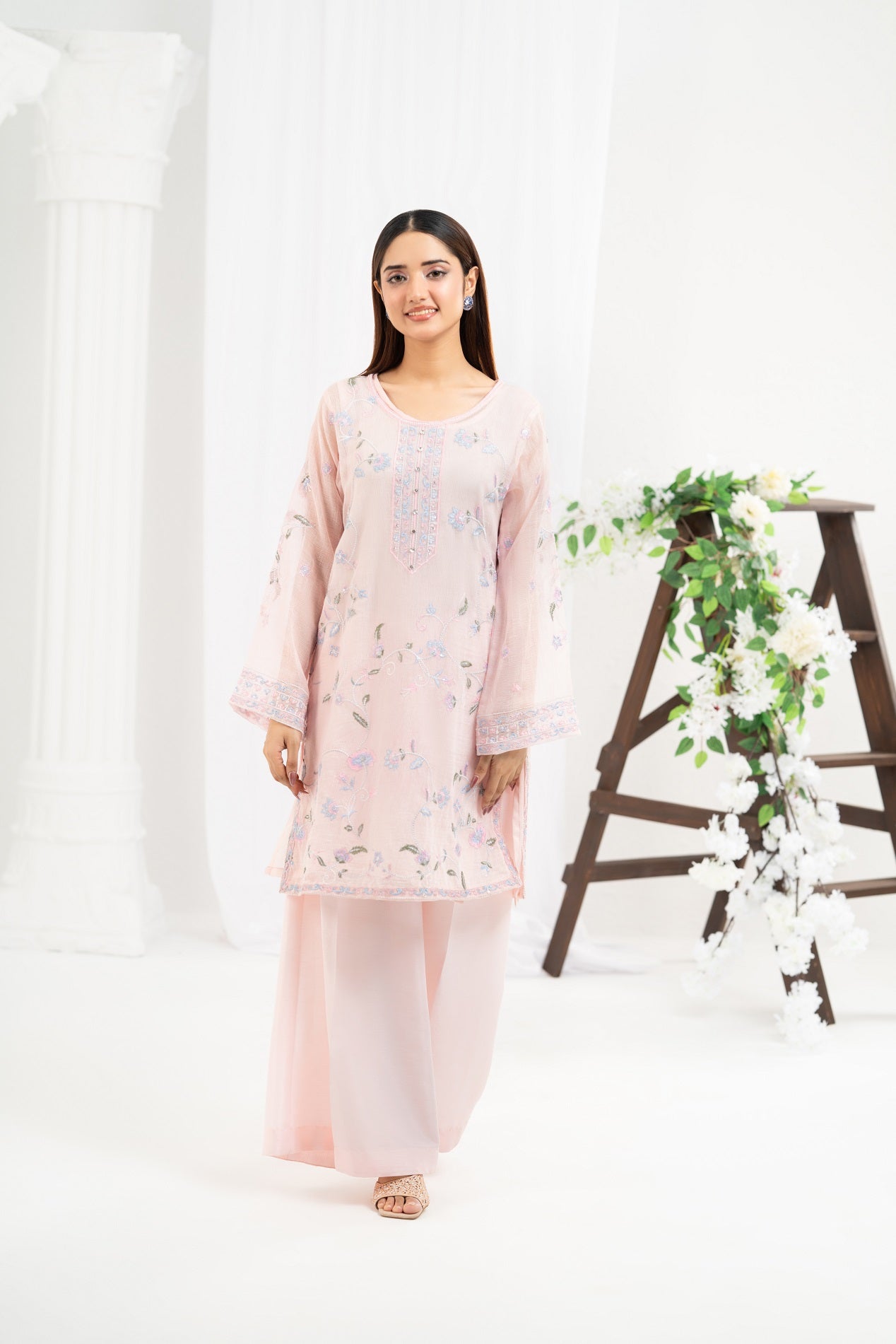 NF-06591 Baby Pink Cotton Net 2PC Suit