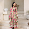 NF-6253 Pista Pink Flower Printed Stitched Frock