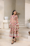 NF-6253 Pista Pink Flower Printed Stitched Frock
