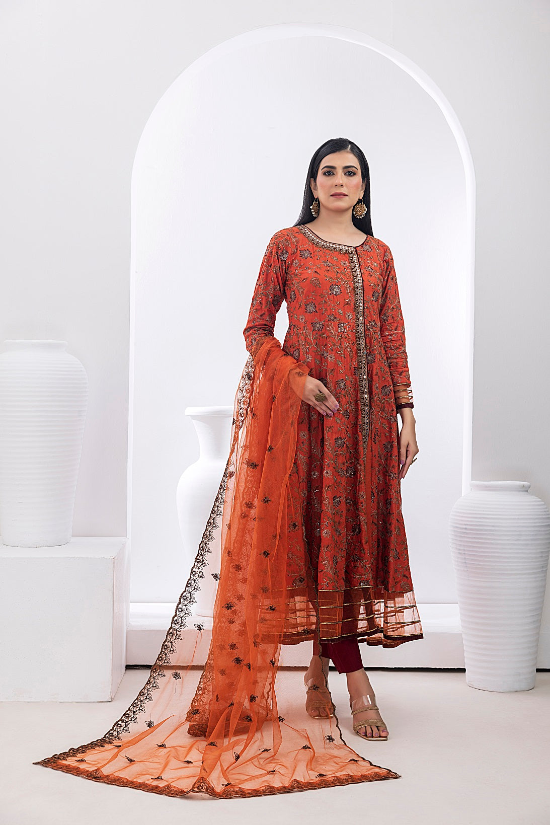 NF-4983 Rust Chikan 2pc Stitched Suit