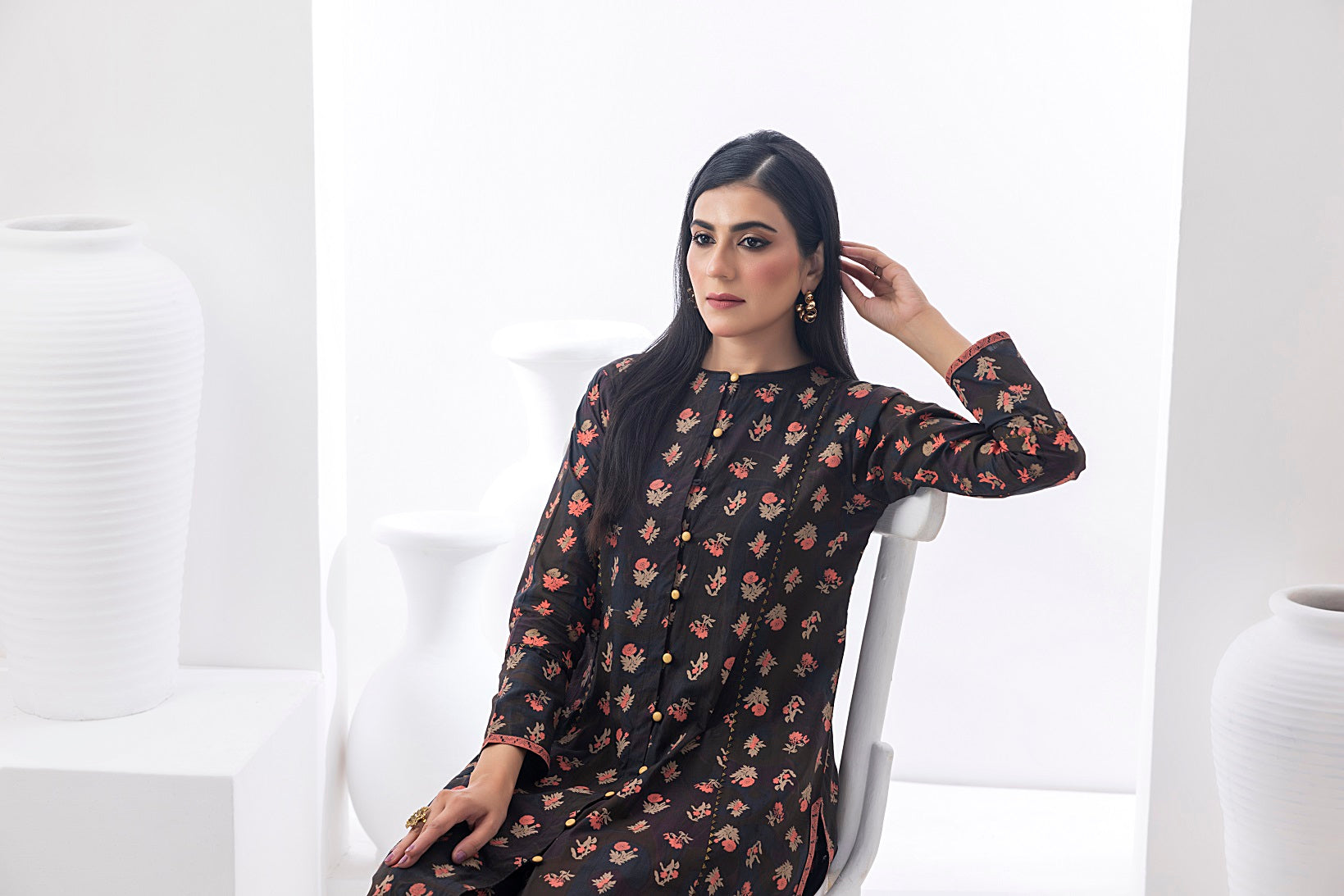 NF-236 Brown Printed 2pc Stitched Suit