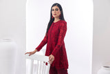 NF-4923 Red Chiffon 2pc Stitched Shirt