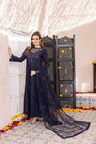 NF-6225 Navy Blue Cutwork Stitched 3Pc Suit