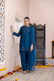 NF-5920 Royal Blue Silk Stitched Suit with Farshi Shalwar.