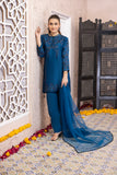 NF-5920 Royal Blue Silk Stitched Suit with Farshi Shalwar.