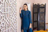 NF-5920 Royal Blue Silk Stitched Suit with Farshi Shalwar.