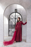 NF-6335 Maroon Cotton Stripes Stitched Frock