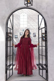 NF-6335 Maroon Cotton Stripes Stitched Frock