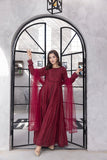NF-6335 Maroon Cotton Stripes Stitched Frock