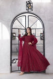 NF-6335 Maroon Cotton Stripes Stitched Frock