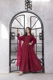 NF-6335 Maroon Cotton Stripes Stitched Frock