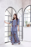 NF-5954 Grey Silk with wide Leg Bottom Suit