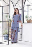 NF-5954 Grey Silk with wide Leg Bottom Suit